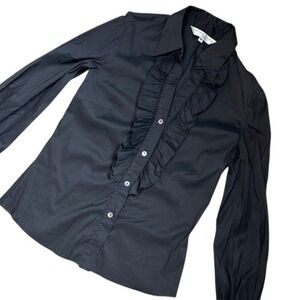 Trina Turk Women's Blouse Long Sleeve Ruffle Front Button Down Shirt Sz Med‎